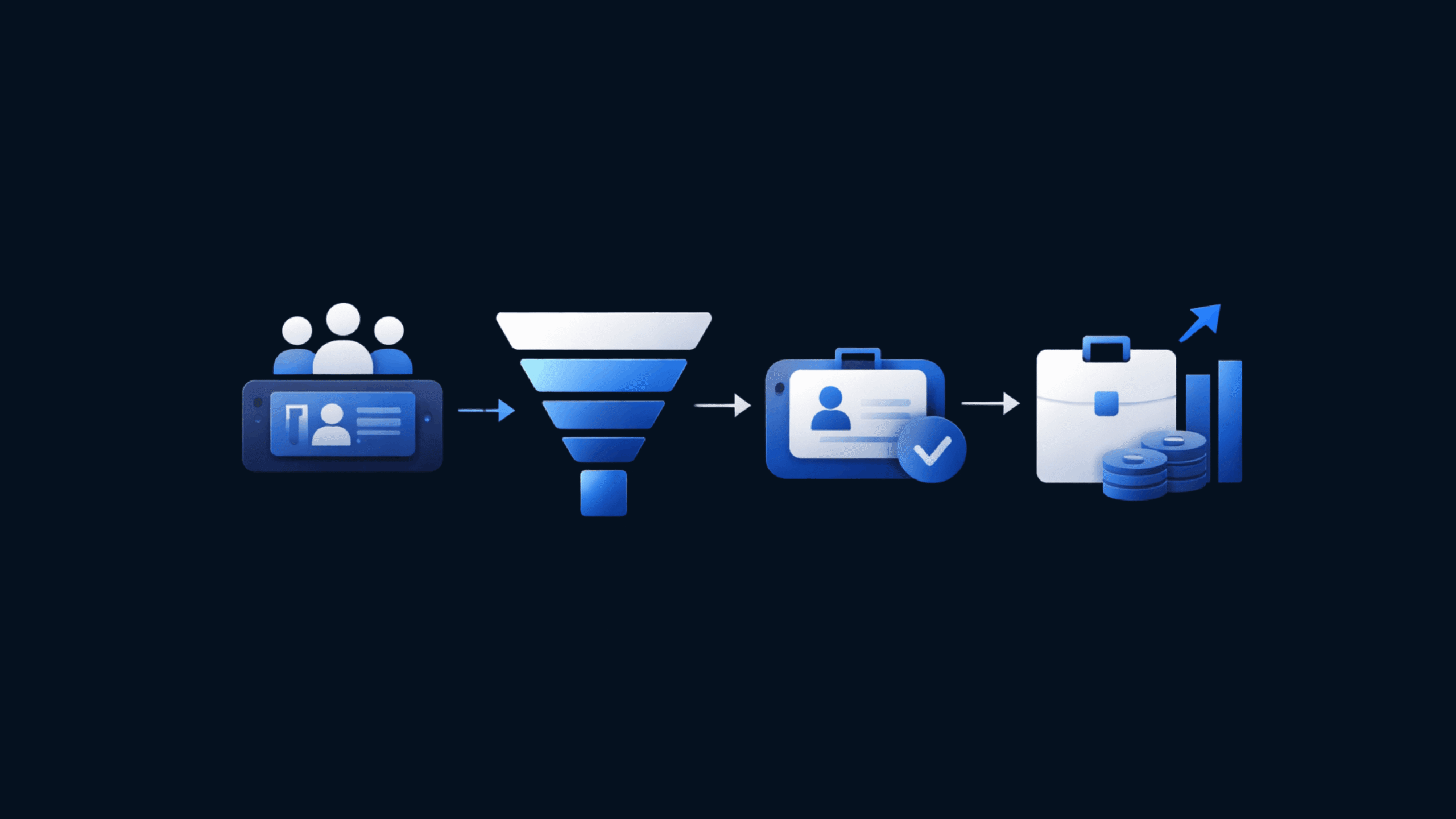 Minimal visual showing B2B customer acquisition process from audience to revenue